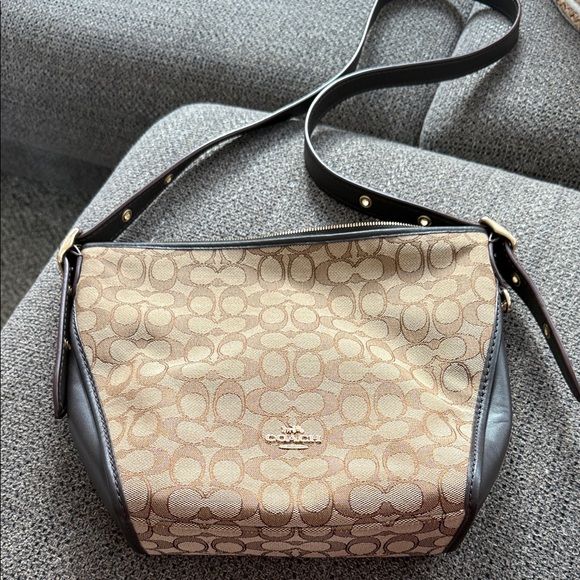 Coach Signature Tan and Brown Shoulder Bag - Picture 1 of 8